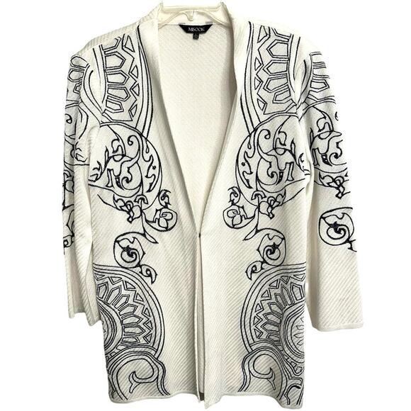 misook Jackets & Blazers - Misook White Embroidered Art Jacket Women’s Sz. L Sophisticated Versatile